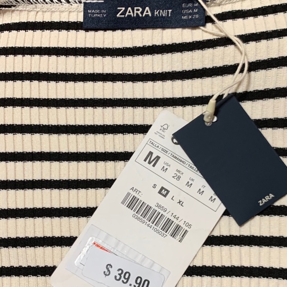 Zara knit black/cream striped cardigan - Picture 4 of 8